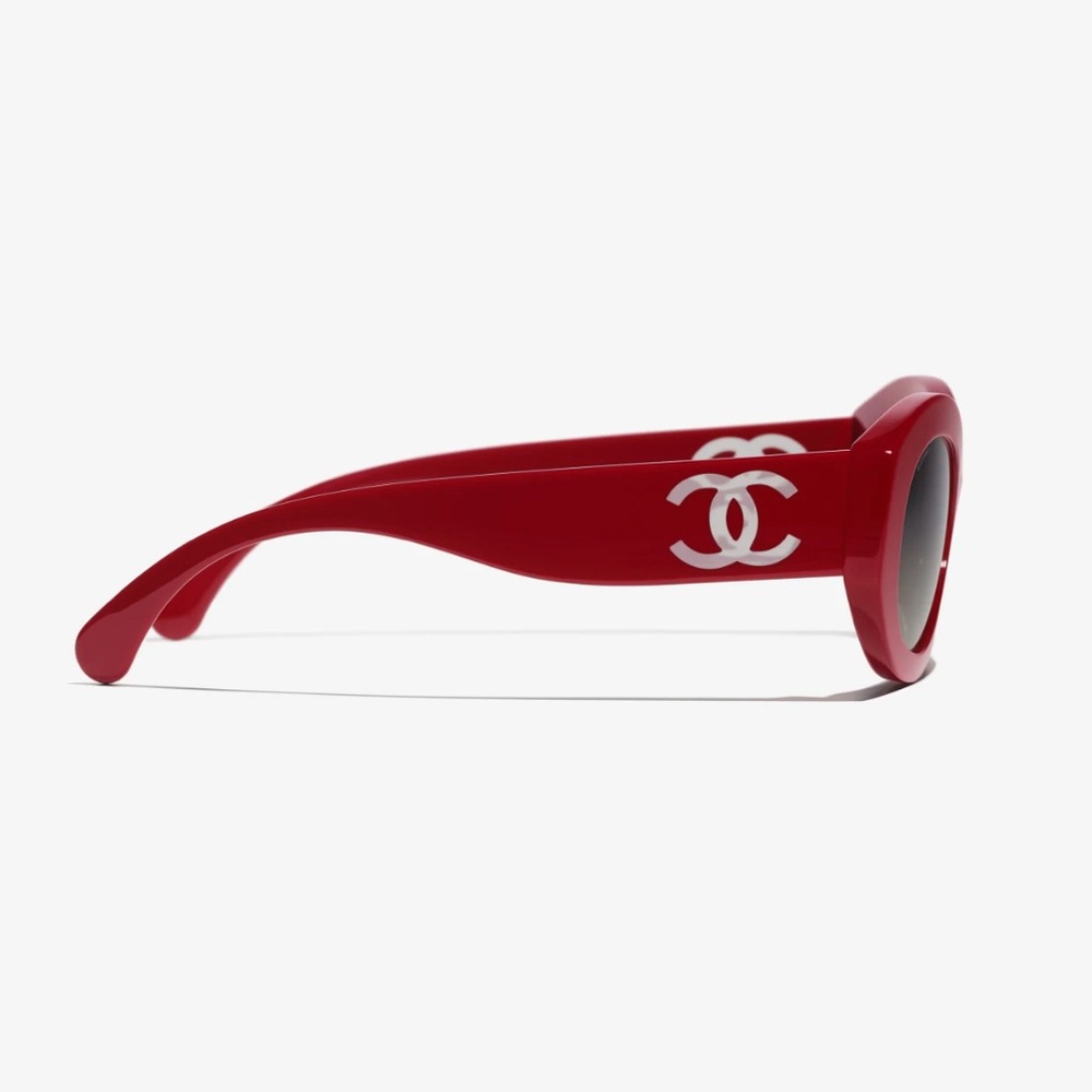 Chanel Red Oval Sunglasses Brand New